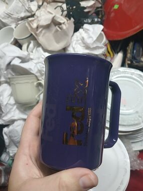 Purple & gold fedex mug made in England